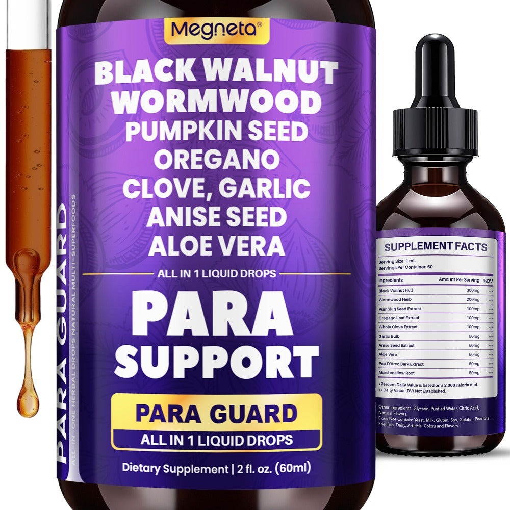 Herbal Supplements with Megneta Label, Black Walnut Clove Garlic Turmeric Pumpkin Seed Oregano Drops