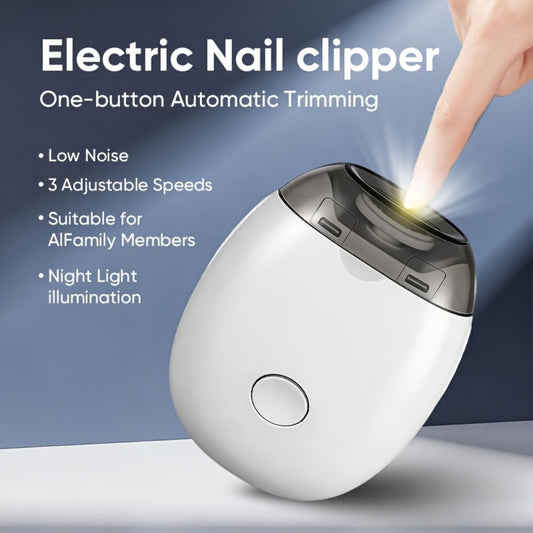 Electric Nail Trimmer with LED Light & 3 Speeds – Automatic Nail Clipper for Seniors, Adults & Thick Toenails, Low Noise, Portable with Nail Scraps Storage, 2pc Set