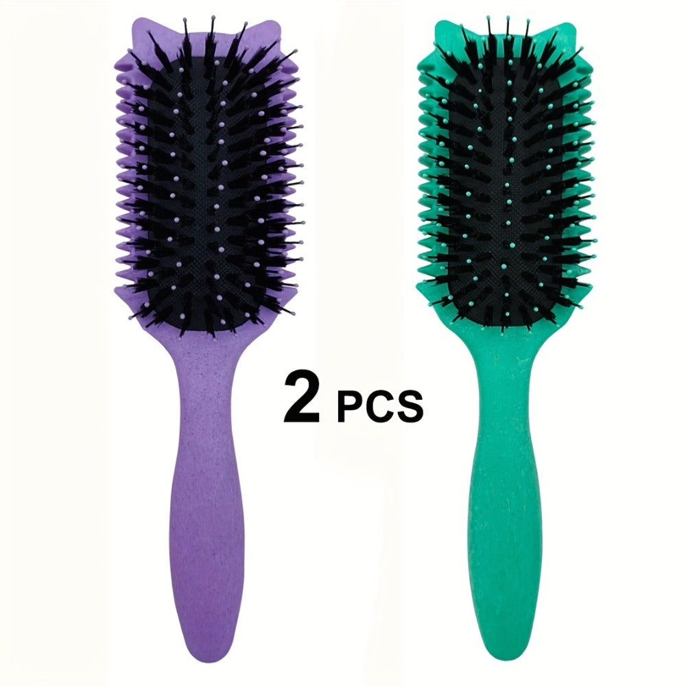 Detangling Brush for Curly Wavy Coily Hair 1 or 2 Pcs — Flexible Bristles Reduce Breakage & Frizz, Gentle Scalp Massage, Wet & Dry Use for 2B-4C Natural Hair Types