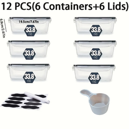 24 or 48-Piece Plastic Food Storage Container Set with Snap Lids, Labels and Marker for Pantry Organization