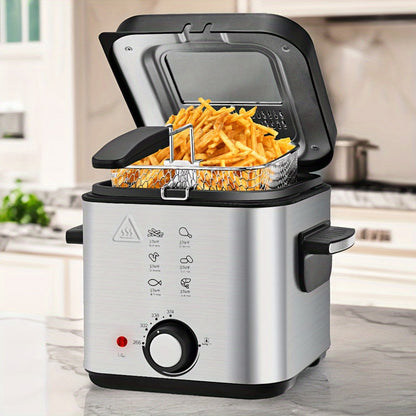 Electric Deep Fryer Stainless Steel Basket 1.5L to 6L – Adjustable Temperature Foldable Handle Transparent Window Anti-Splash Lid | Dishwasher Safe Easy Clean | Home Family Dinner Party Kitchen