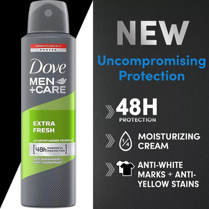 Dove Men+Care Extra Fresh Antiperspirant Spray, 150 ml Cans with Three-Pack or Six-Pack Checkout Options