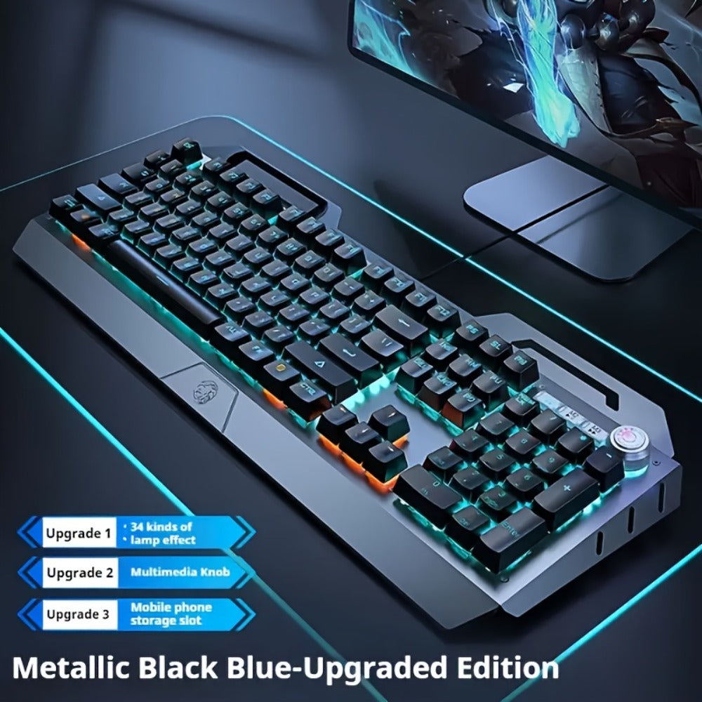 Full-Size 104-Key Wired Gaming Keyboard with Volume Knob in Seven White or Black Options Pictured