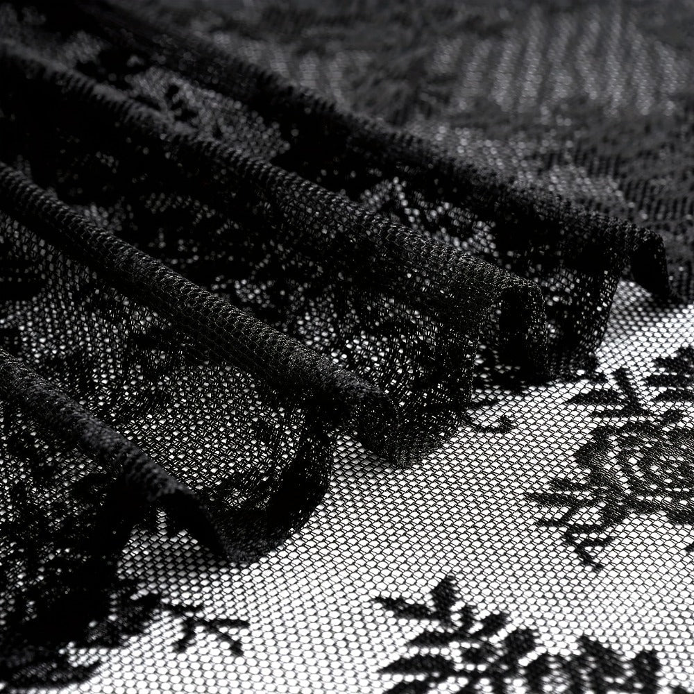 Two-Panel Floral Lace Window Curtain Set with Rod-Pocket Top, Three Colors and Six Metric Size Options