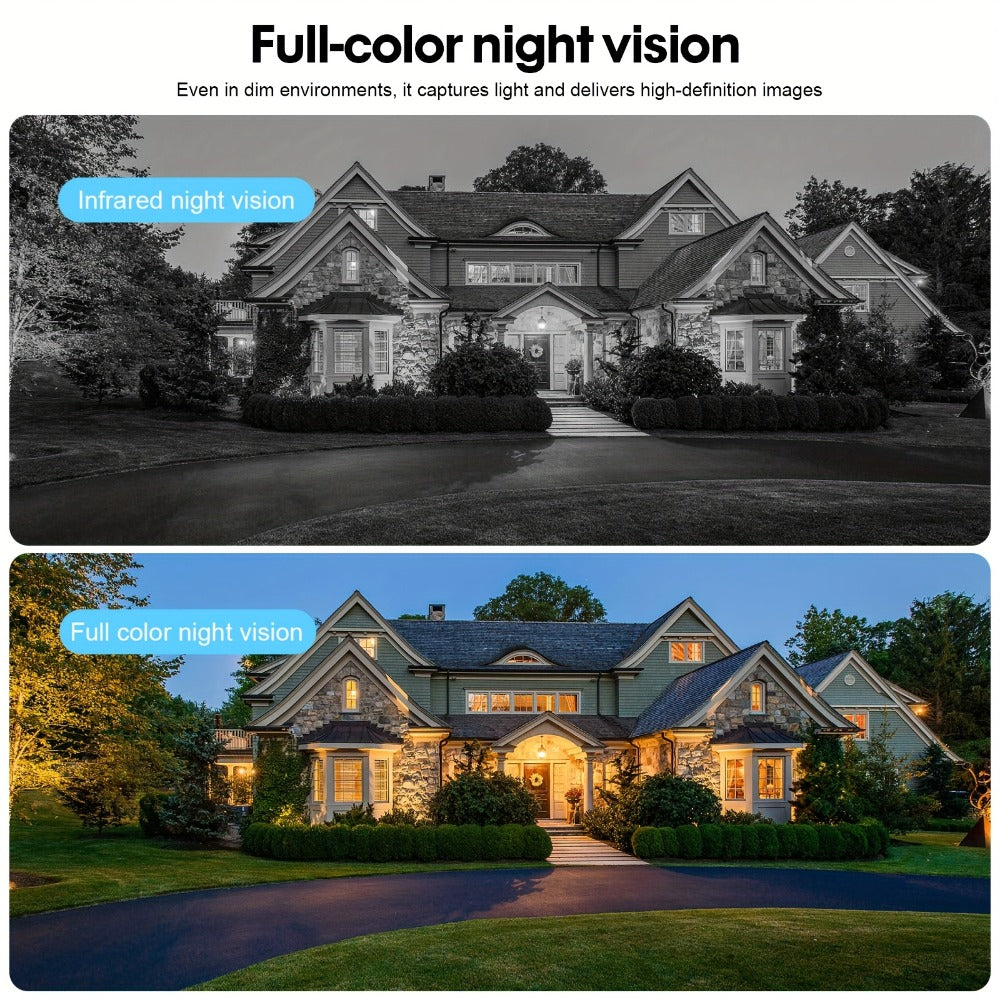 Security Camera Dual-Lens Solar Model with PIR Detection, Two-Way Audio, Spotlight Alarm and TF Card Options