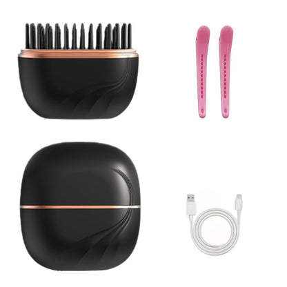 Mini Cordless Hair Straightening Comb with 2000mAh Label, Black or Pink Finish and USB Charging Cable