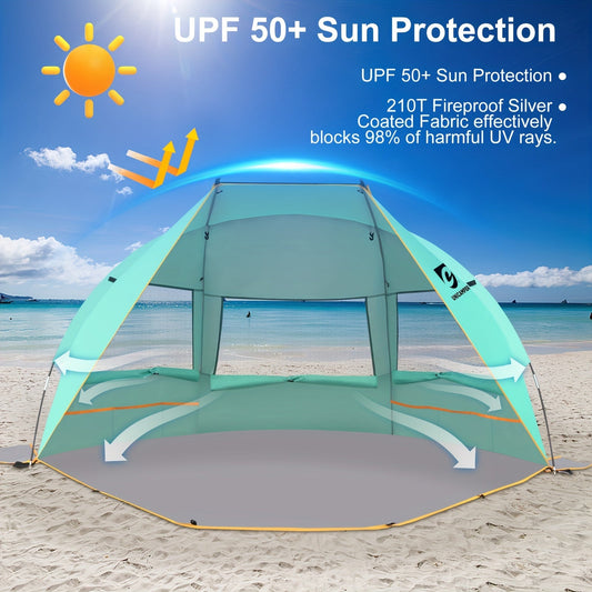 Beach Tent 3 Person Sun Shelter UPF 50+ Portable Shade Easy Setup