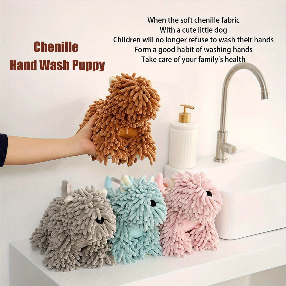 Puppy-Print Microfiber-Style Kitchen Towels in Blue, Gray, Pink or Brown Checkout Colors for Home and Everyday Use