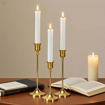Copper Plated Candlestick Holders Bulk Set – Retro Minimalist Taper Candle Holders for Wedding Birthday Christmas Dining Table Fireplace Decor