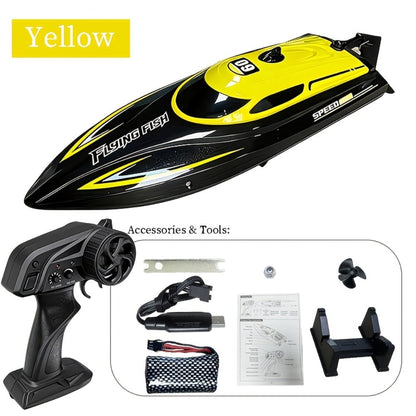 RC Speedboat 30KM/H with LED Night Navigation Lights – 2.4GHz High Speed Remote Control Boat Anti-Capsizing Water Cooling System Pool Lake RC Toy for Kids Adults, Best Birthday Summer Gift