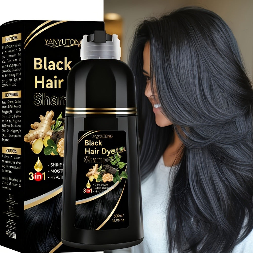 Ammonia-Free Herbal Hair Color Shampoo 3-in-1 Colors in 15 Minutes Lasts 30 Days - Semi Permanent Gray Coverage Moisturizing Cleansing Black Dark Brown Chestnut Brown Red for Women Men