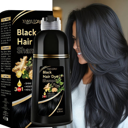 Ammonia-Free Herbal Hair Color Shampoo 3-in-1 Colors in 15 Minutes Lasts 30 Days - Semi Permanent Gray Coverage Moisturizing Cleansing Black Dark Brown Chestnut Brown Red for Women Men