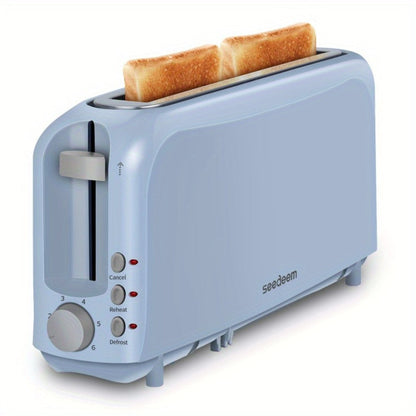 Slim Toaster 2-Slice – SEEDEEM 6-Setting Shade Control, Cancel, Reheat & Defrost, Removable Crumb Tray, 750W Compact Fits-Anywhere Design for Bread, Waffles & Bagels, 6 Colors Available