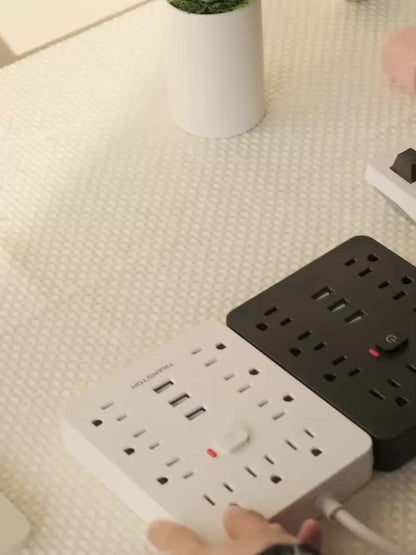 Power Strip 12-in-1 with 45-Degree Angled Plug, 9 AC Outlets, 3 USB-A Ports and 10-Foot Extension Cord