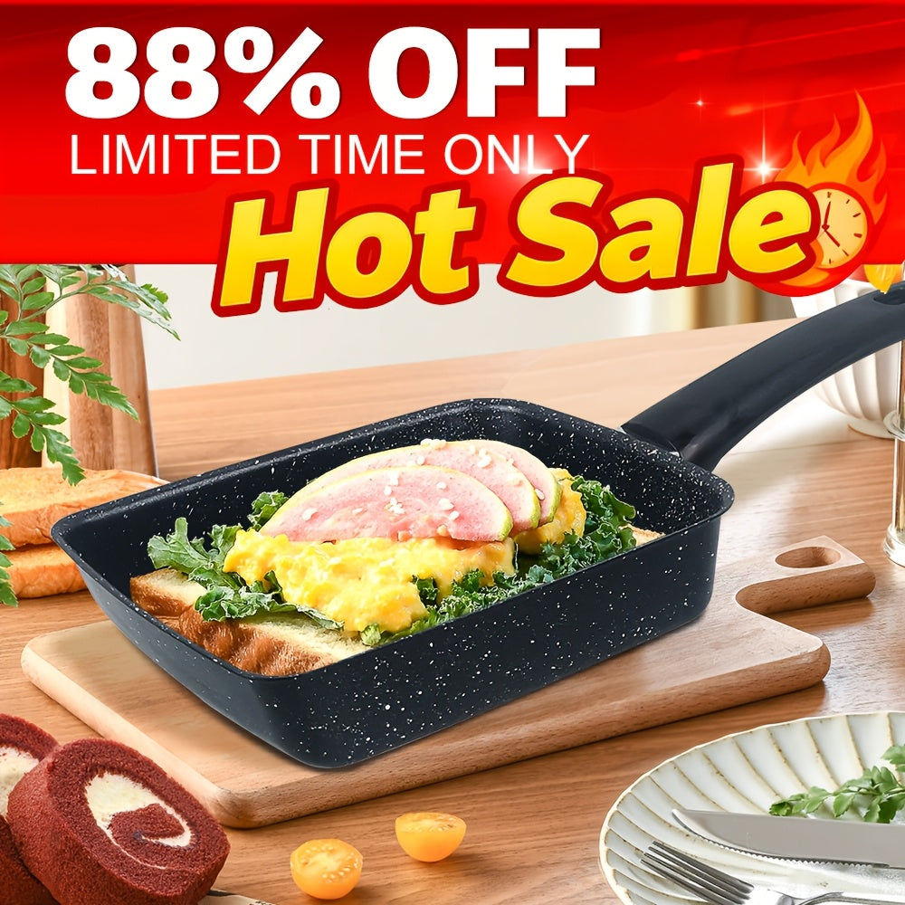 Rectangular Tamagoyaki Egg Pan with Wooden or Plastic Handle and Optional Silicone Spatula in Three Options
