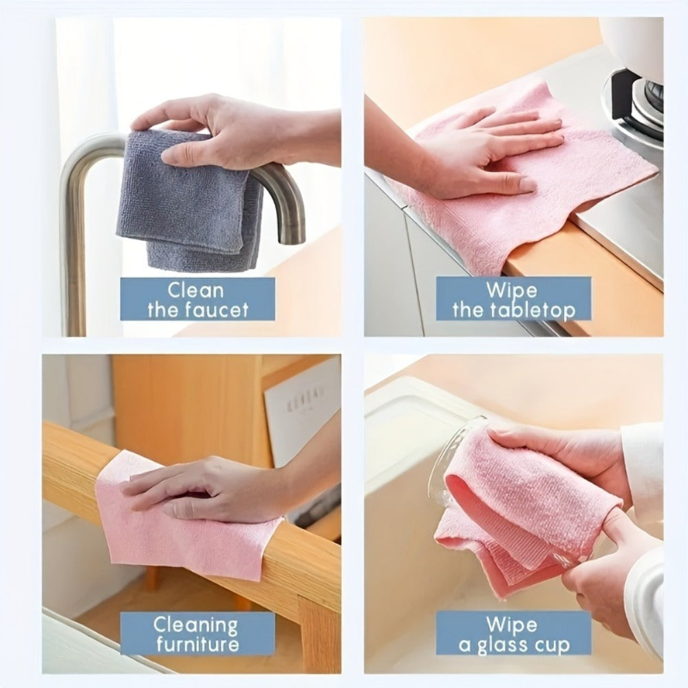 Thirty-Piece Tear-Off Microfiber Cleaning Cloth Roll in Pink, Grey, Lake Blue or Pea Green