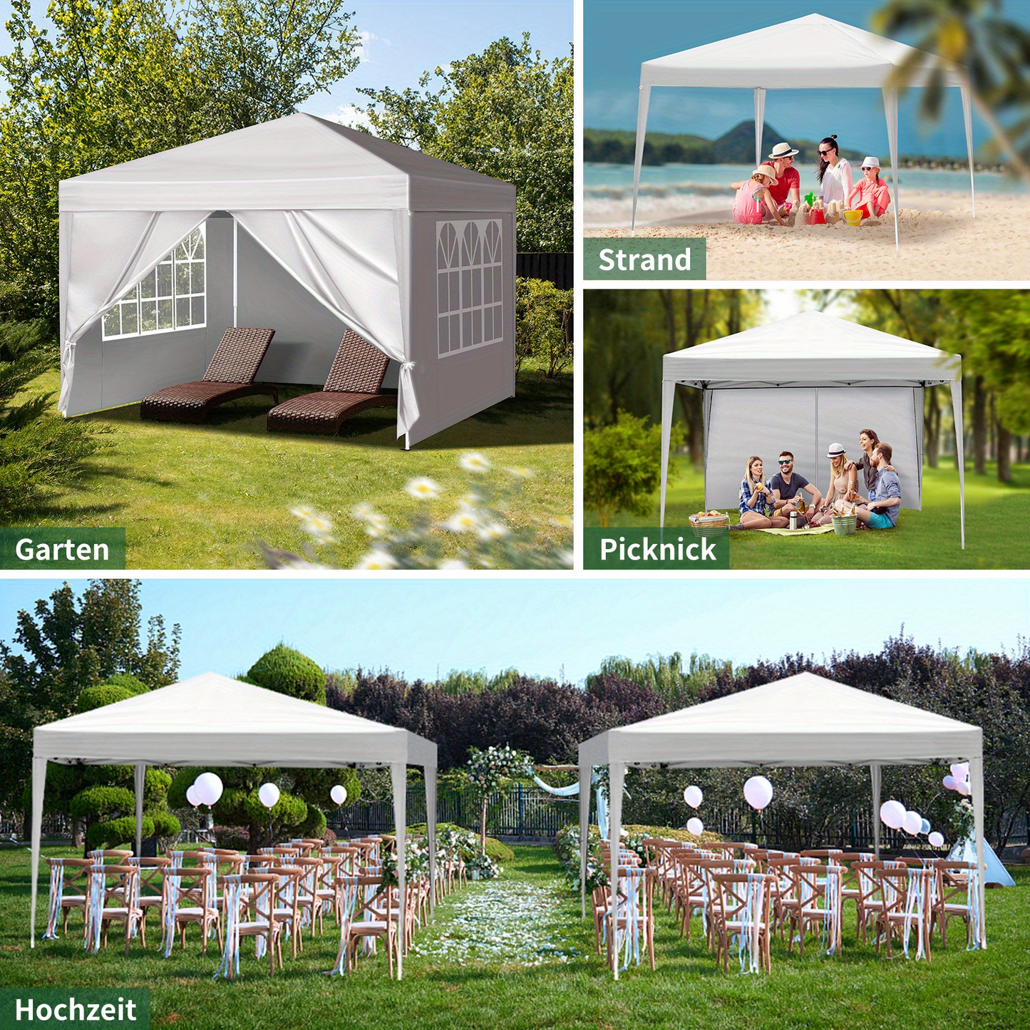 Instant Canopy 10x10 FT Oxford Fabric UPF50+ Sidewalls Commercial
