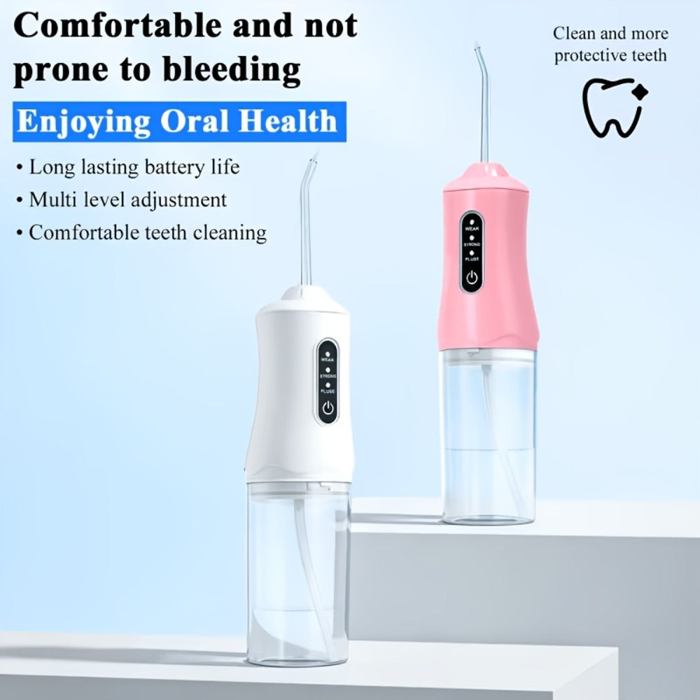 Portable Oral Irrigator with 360° Rotating Nozzle, Three Pressure Modes, USB Charging and Four Color Options