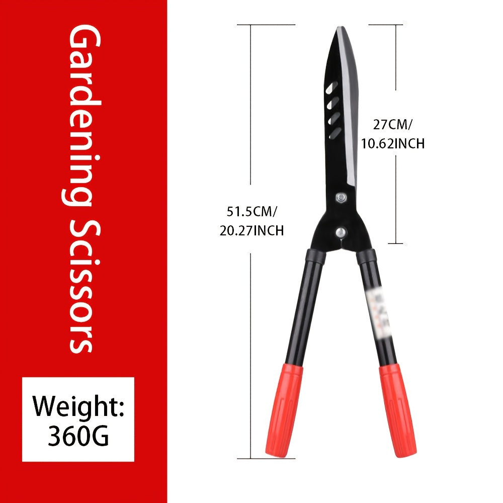 Long-Handle Hedge Shears with 27cm Blades, Red Grips, 51.5cm Pictured Length and 360g Label