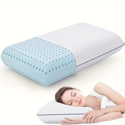 Standard Bed Pillow with Quilted Mesh Cover, Blue or Grey 1-Piece Options, Pictured 60 x 40 x 12 cm