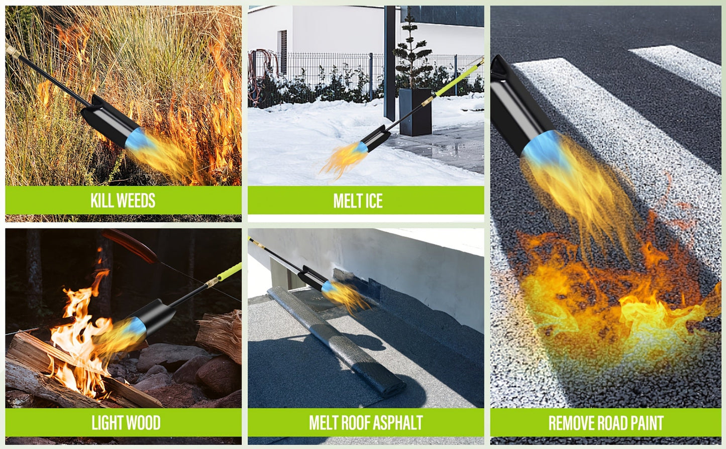Propane Weed Torch | Flame Weeder Ice Melter Outdoor Roof Driveway