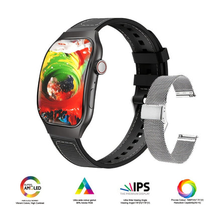 2.01 Inch Curved Screen Smartwatch Bluetooth 5.3 HD Calling Built-In Games Voice Assistant 100 Sport Modes Magnetic Charging Heart Rate Blood Oxygen Sleep Tracker Full Touch Classic Design Black Blue Silver