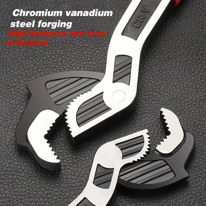 Four-Piece Self-Adjusting Wrench Set in 6-, 8-, 10- and 12-Inch Sizes with Cr-V Material Marking