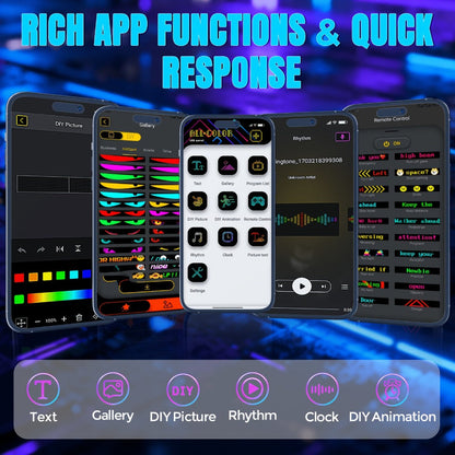 Flexible LED Dot Matrix Display with Remote Control - APP & USB Powered Programmable Scrolling Sign, 8 Dynamic Modes for Car Window Store Shop Hotel Holiday Decoration