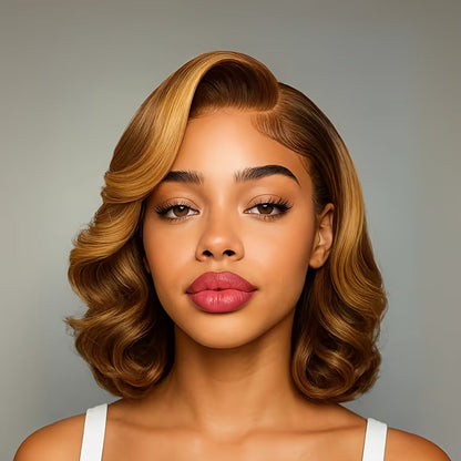 Lace Front Wig Human Hair Body Wave Bob with 13x4 HD Lace, 4/27 Ombre and 10-16in Length Choices