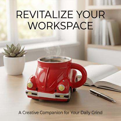 Sports-Car-Shaped Coffee Mug with Silver-Tone Interior, Door-Style Handle and Six Body Colors