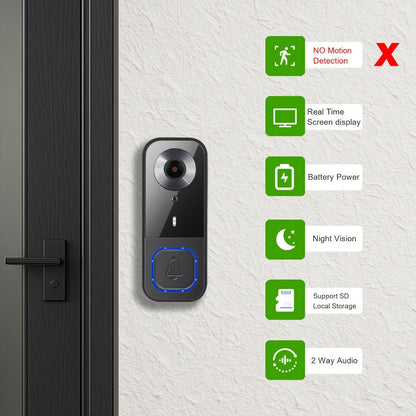 Video Doorbell 1080p Wireless Camera with 166-Degree View, Night Vision, Two-Way Audio and Indoor Chime