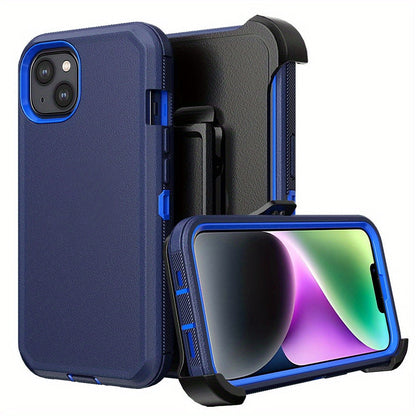 Phone Case Dual-Layer TPU and PC Cover with Rotating Belt Clip Holster and Qi Support for iPhone 14 Models