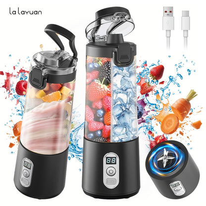 Portable Blender with Clear Cylindrical Cup, Digital Timer Display, Flip-Up Handle and Three Color Options