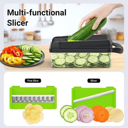 18-in-1 Vegetable Chopper and Mandoline Slicer with Clear Container in Upgraded or Gray 18-Piece Checkout Sets