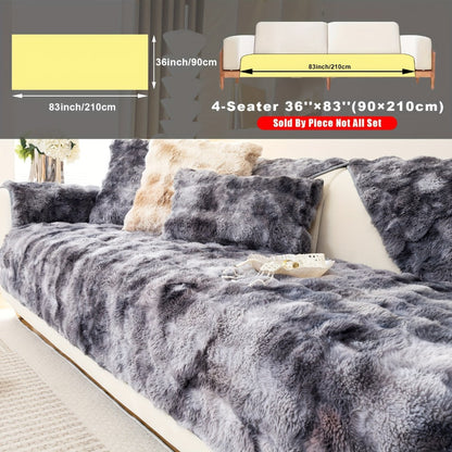 Sofa Cover, Faux-Lamb Plush Gradient Couch Pad in Five Colors with Armchair, Backrest and Seat Sizes