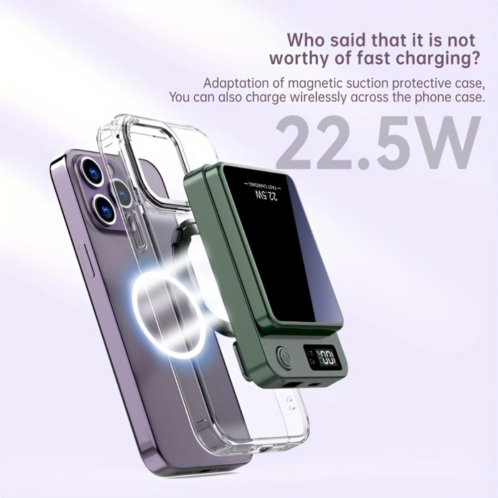 Power Bank Magnetic 10000mAh or 15000mAh with 15W Wireless, 22.5W Wired, USB-C and LED Display