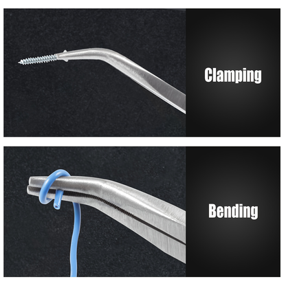 Eleven-Inch Long-Nose Fishing Pliers with 45-Degree Bent Tips, Green Grips and Narrow Hook-Access Profile