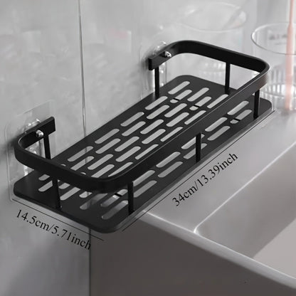 Two-Pack Wall-Mounted Stainless Steel Shower Caddy Set in Black or Silver Checkout Colors for Baths