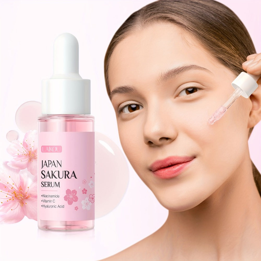 4-Piece Sakura Skincare Gift Set with Cleanser, Serum, Essence Cream and Eye Cream in Coordinated Pink Packaging