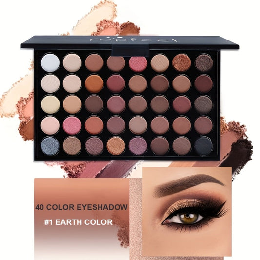 Squalane Eye Makeup Kit 40 Shades – Berry Pink Purple Shimmer Eyeshadow Palette with Mascara, Eyeliner, Brow Pen & Brush, Complete Beginner Eye Makeup Set, Gift for Women & Teens