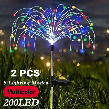 Solar Fireworks Lights Outdoor – 60 to 420 LED Solar Garden Fairy Lights with 8 Modes, Waterproof Copper Wire Sparkler Lights for Garden, Patio, Yard, Pathway & Holiday Decoration