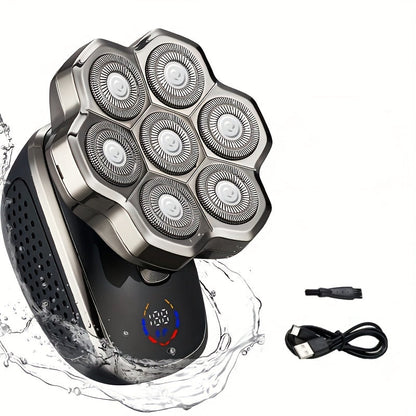 Men's Electric Rotary Shaver 7D 9D with LED Display — Titanium Blades, Wet & Dry, USB-C Fast Charging, Head Shaver & Bald Barber Tool, Father's Day Gift for Men