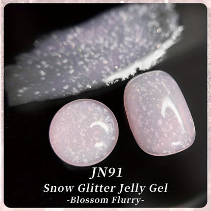 Gel Nail Polish in 10ml Snowflake-Sequin Pink Jelly with Glitter Finish and UV/LED Soak-Off Cure
