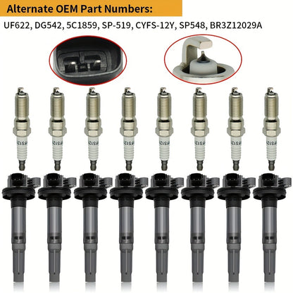 Ignition Coil & Iridium Spark Plug Kit 8-Pack for 2011-2020 Ford F-150 Mustang Lobo 5.0L V8 UF622 SP411 Direct Fit OEM Replacement Pure Copper Wire Coil