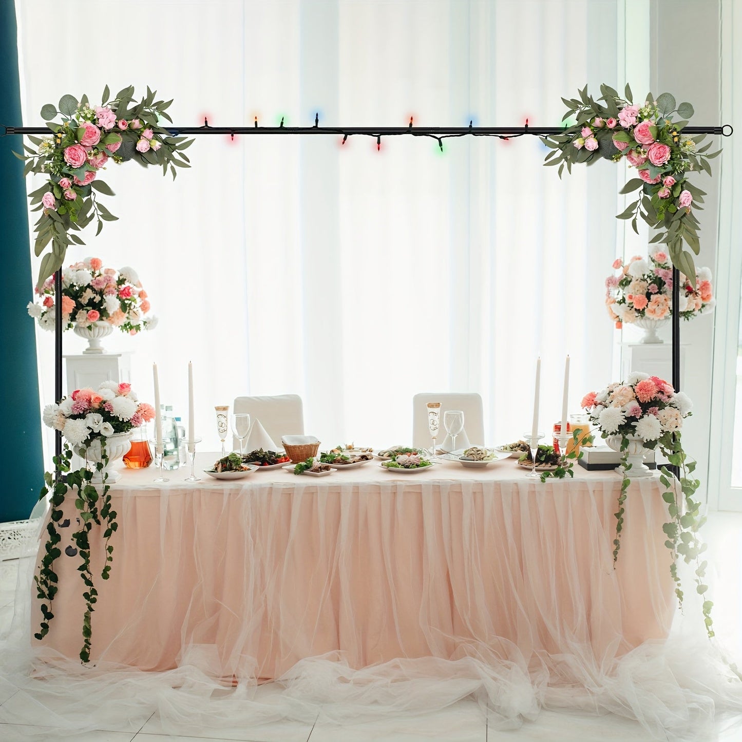 4x8ft Desktop Arch Stand for Photo Booth & Balloon Arrangements - Tool-Free Clip-On Durable Metal Backdrop Arch Frame for Weddings, Birthday Parties, Events & Photography Decoration