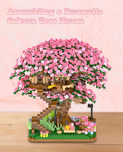 Sakura Cherry Blossom Tree House Building Blocks 1020-2028pcs – DIY Mini Brick Assembly Collectible Display Model, Relaxing Creative Gift for Adults Teens Girls Boys, Birthday Christmas Home Decor