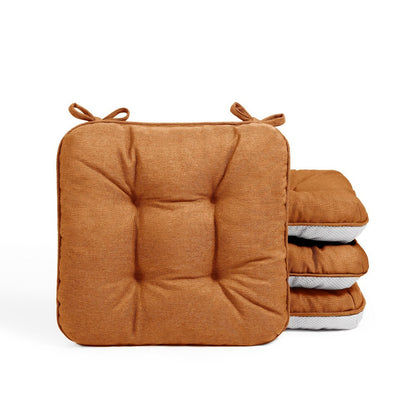 Tufted Chair Cushion Sets in 4- or 8-Piece Options with M/L Sizes, Tie Straps and 12 Color Choices