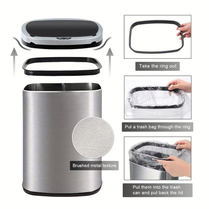 Touchless Motion Sensor Trash Can 13 Gallon 50L – Automatic Kitchen Garbage Can for Home Office Bedroom Living Room