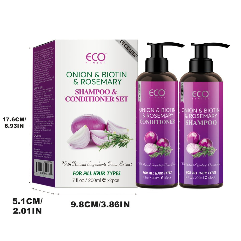 Two-Pack 6.76 oz Shampoo and Conditioner Set with Biotin, Rosemary, Onion Extract and Jojoba Oil