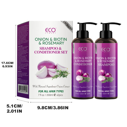 Two-Pack 6.76 oz Shampoo and Conditioner Set with Biotin, Rosemary, Onion Extract and Jojoba Oil